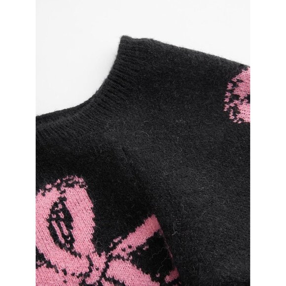 Women’s Black CIDER One Shoulder Bowknot Knit Pullover Sweater - Picture 2 of 6